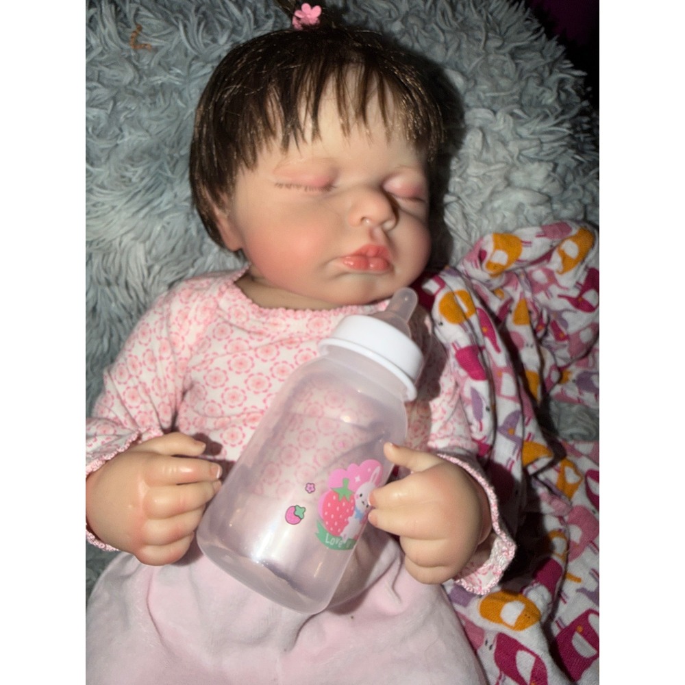 Unbranded-Full Silicone Vinyl Sleeping Baby Girl Reborn Doll + Accessories (NWT)